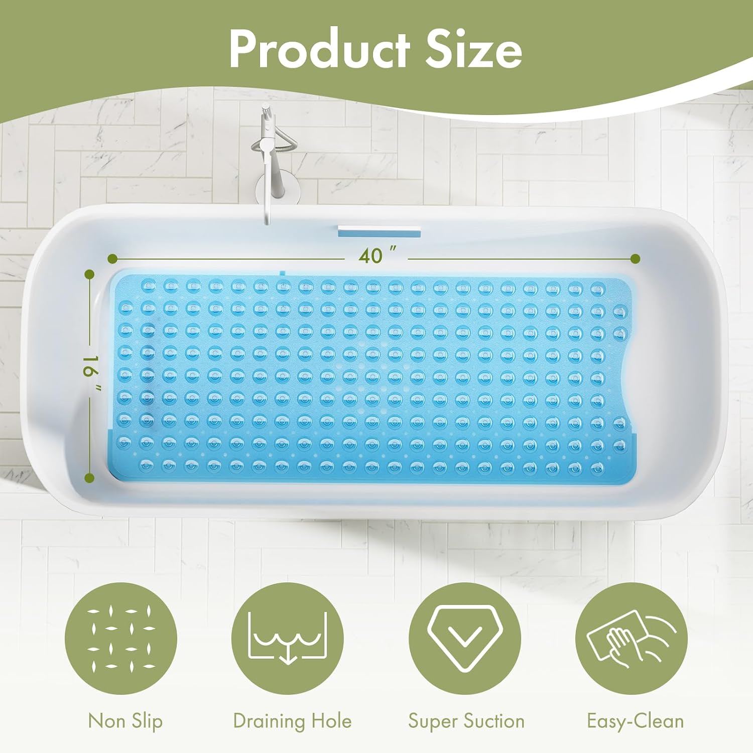 Detalle 2 de AmazerBath Non-Slip Shower Mat 40 x 16 Inches