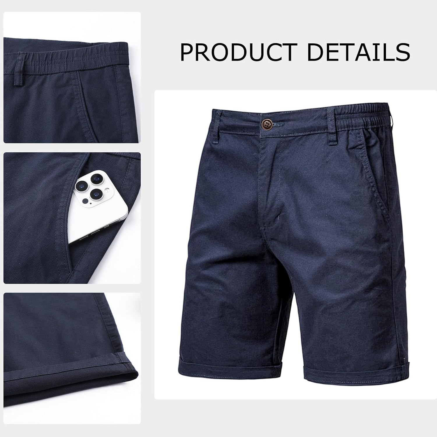 Thumbnail 4 de Zetieny Mens Shorts Chino Cotton Shorts – Tailored, Breathable Summer Casuals