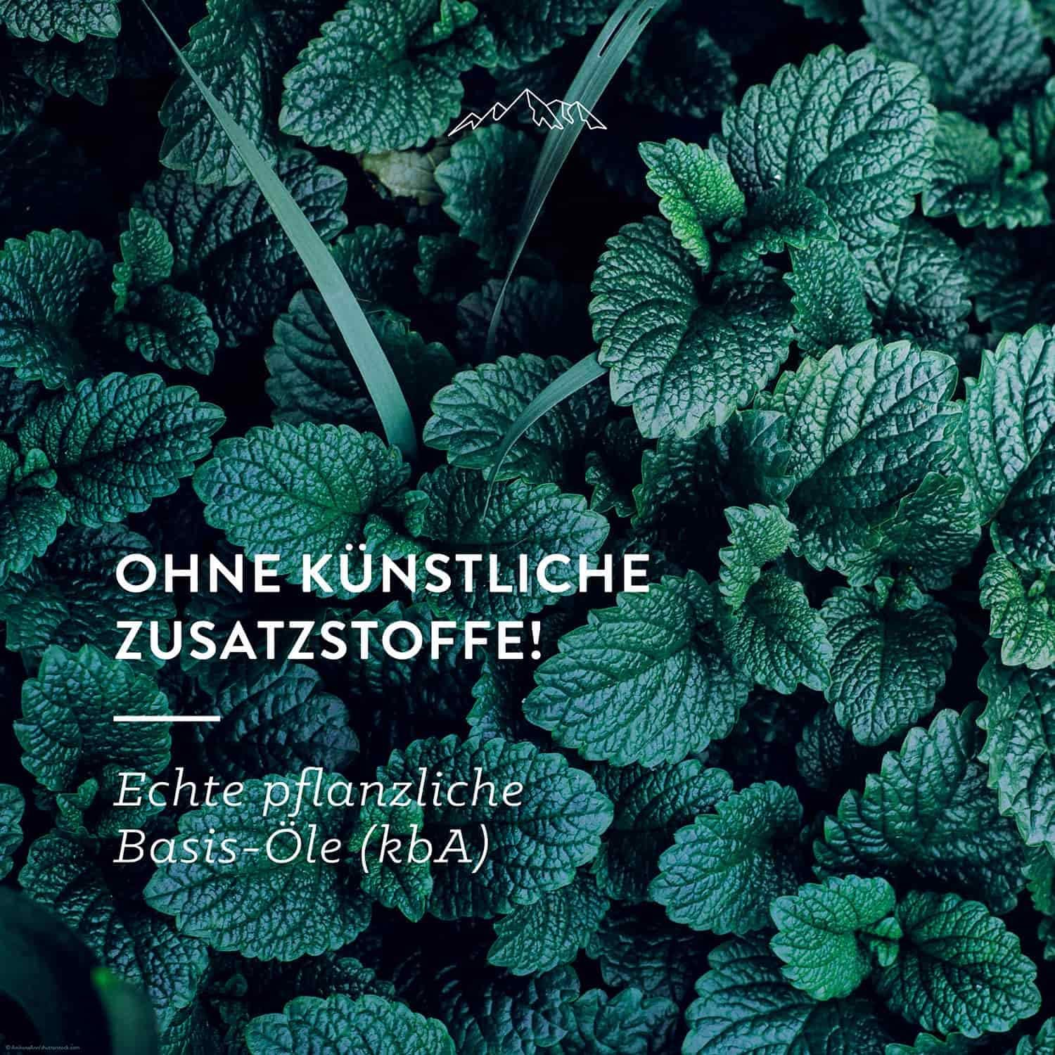 Detalle de AllgäuQuelle® BIO-Badeöl „Allgäuer Atemwohl“ mit Bio-Ölen (Jojoba, Minze, Zeder, Cajeput) – 100 ml