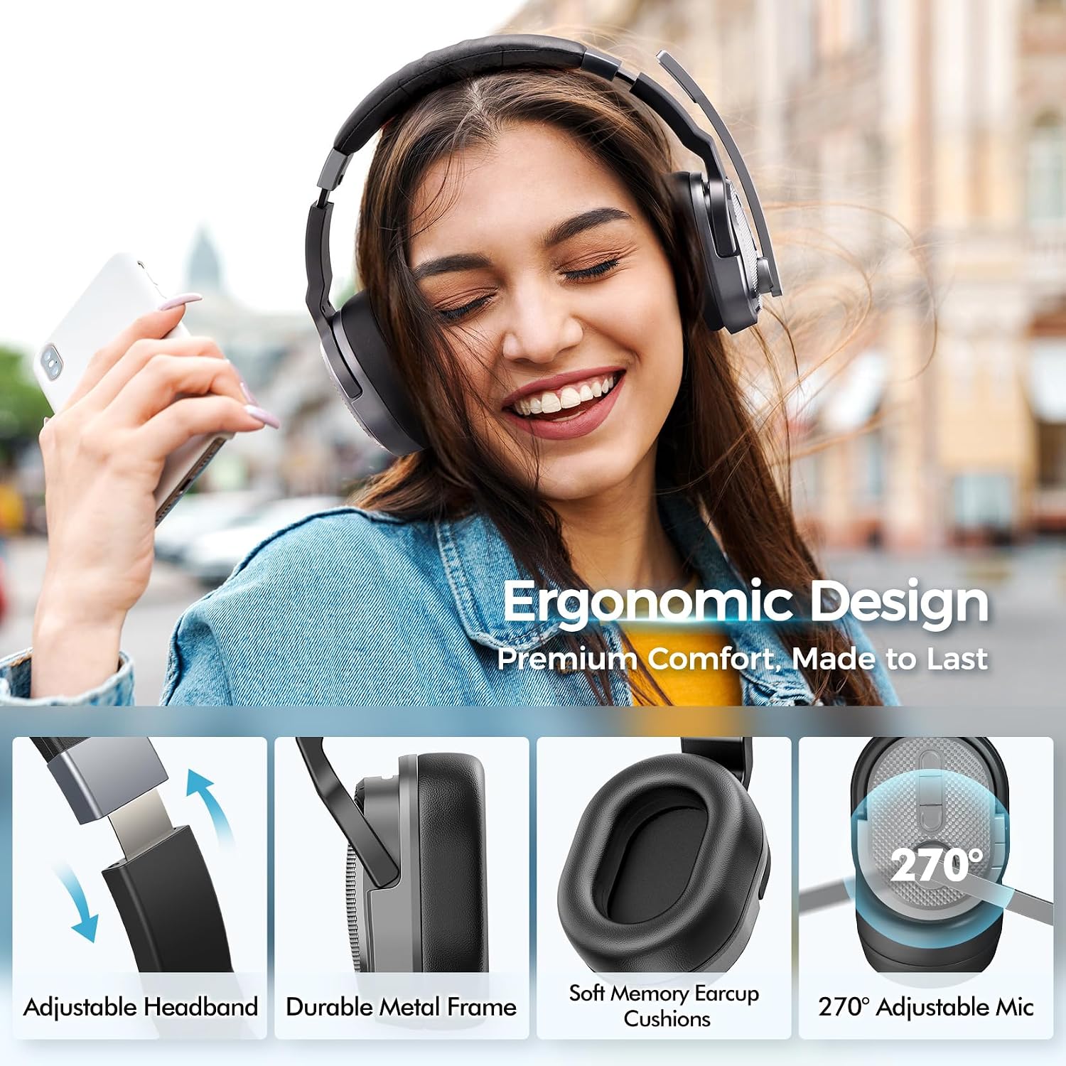 Detalle de COSMUSIS 654AS Trucker Bluetooth Headset with Mic, ANC, and Detachable Earpad