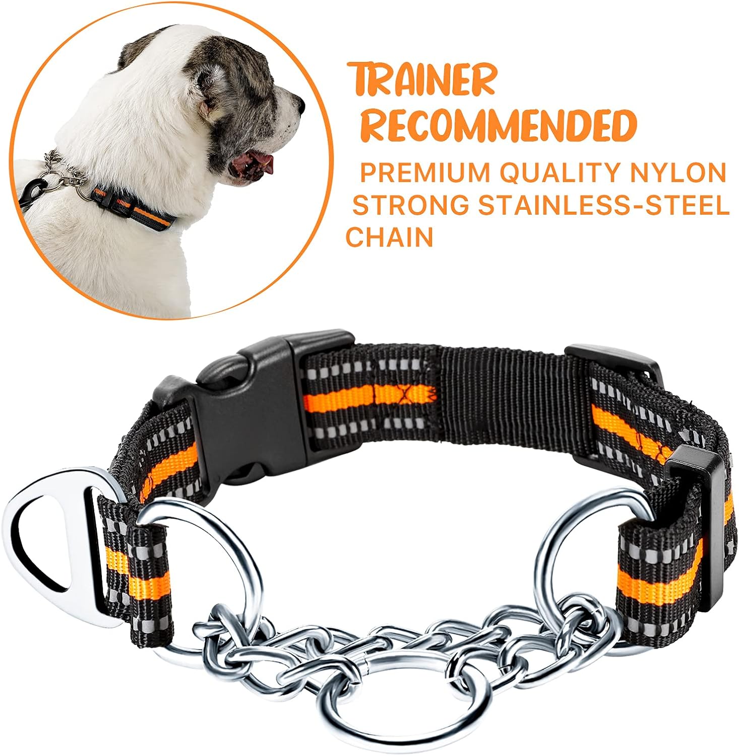 Detalle de PETTOM Martingale dog collar, orange, 43-52cm