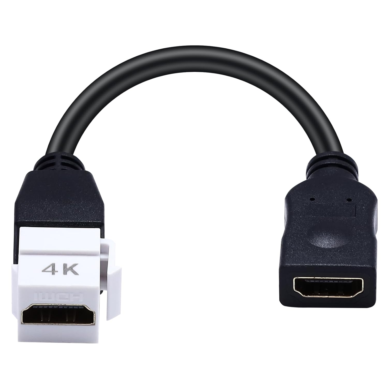 Detalle de Maxhood HDMI Keystone Jack Cable 8inch: 4K Female to Female Pigtail for Wall Plates