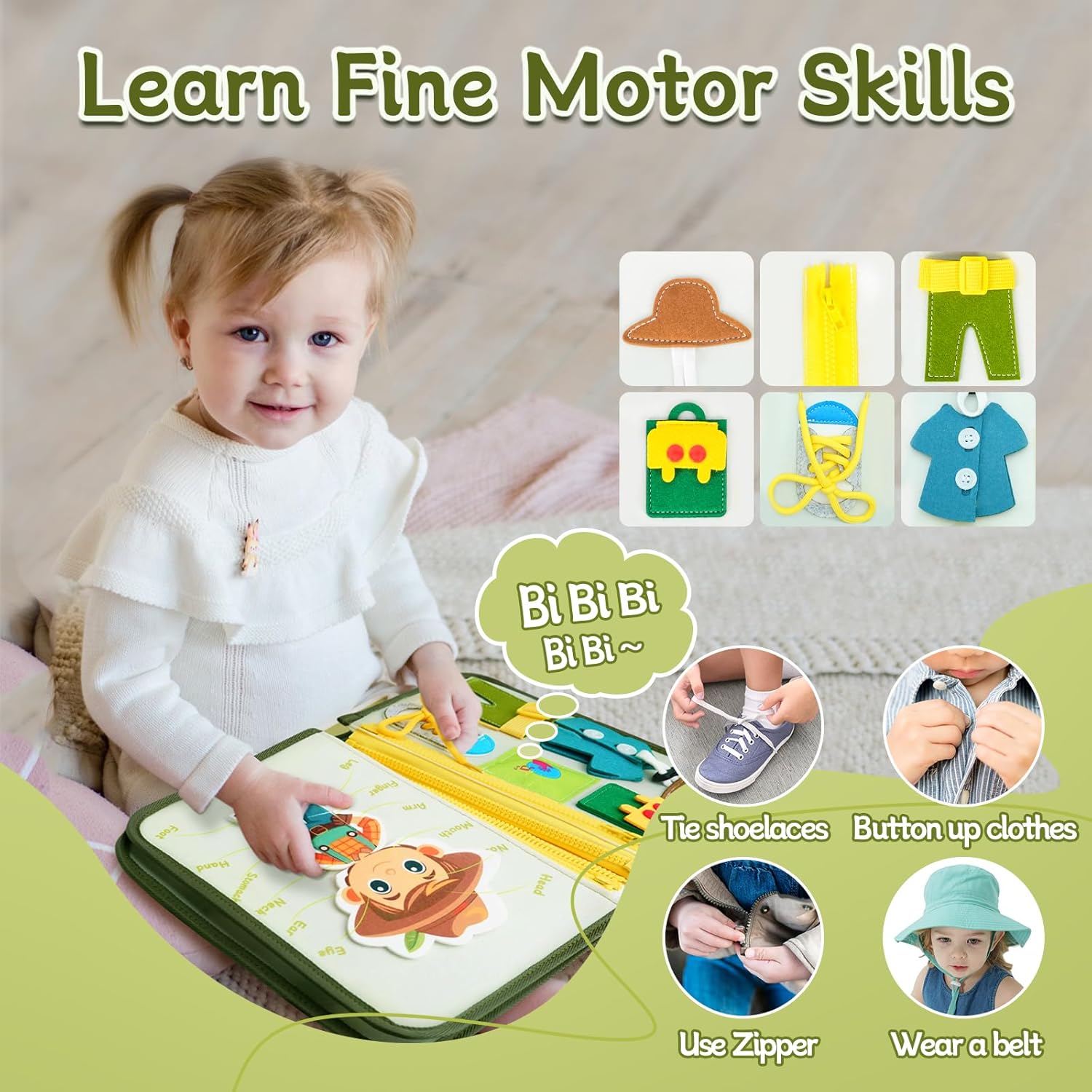 Thumbnail 4 de Almaxi Busy Board Montessori 10 in 1 per bambini 1–4 anni