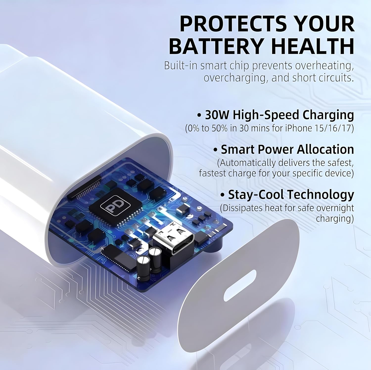 Detalle 2 de TT&C XHD-PD30W 30W USB-C Wall Charger, PD 3.0, White
