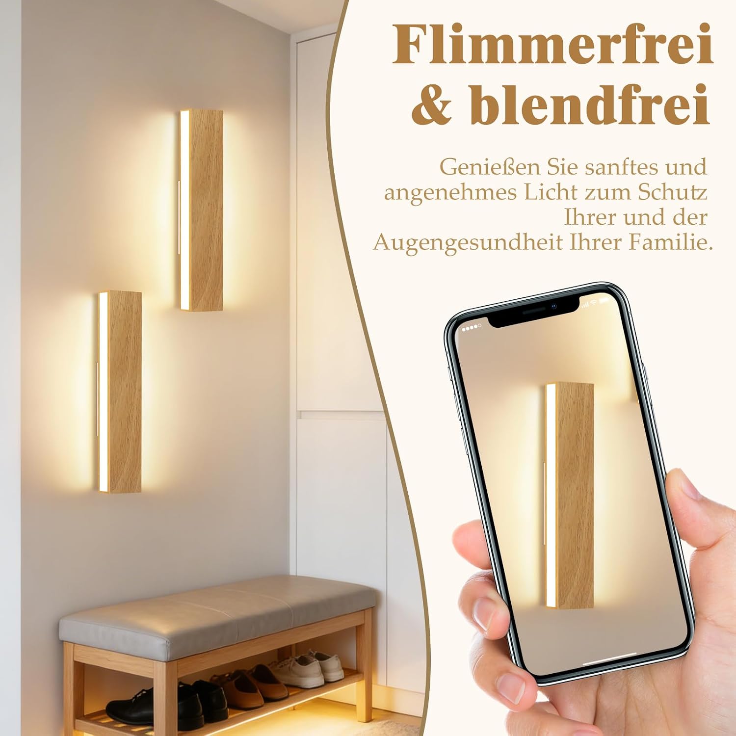 Thumbnail 6 de ZMH Wandleuchte 32 cm 11 W Holz-Design