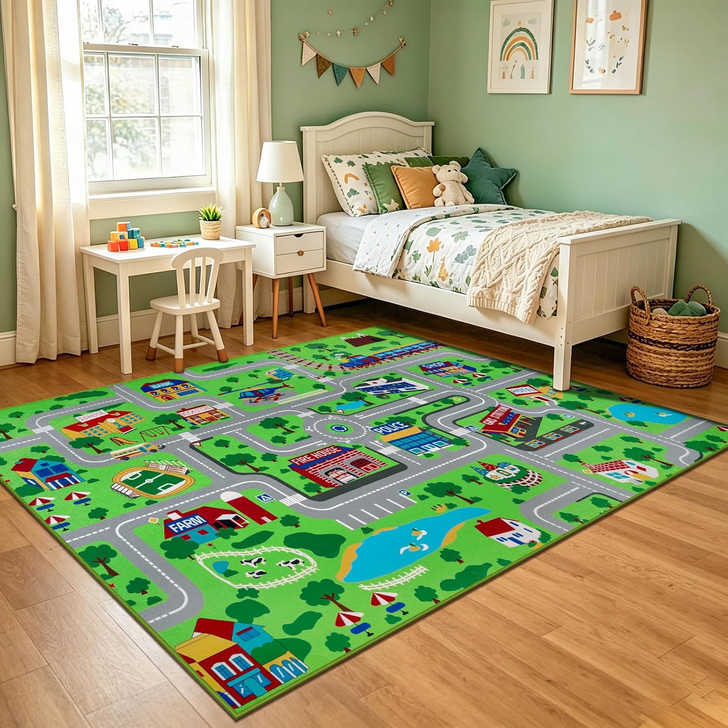 Thumbnail 4 de Capslpad Kids Carpet Playmat Rug 150x200cm: Large, Non-Slip City Map Play Grade for Baby to Toddler
