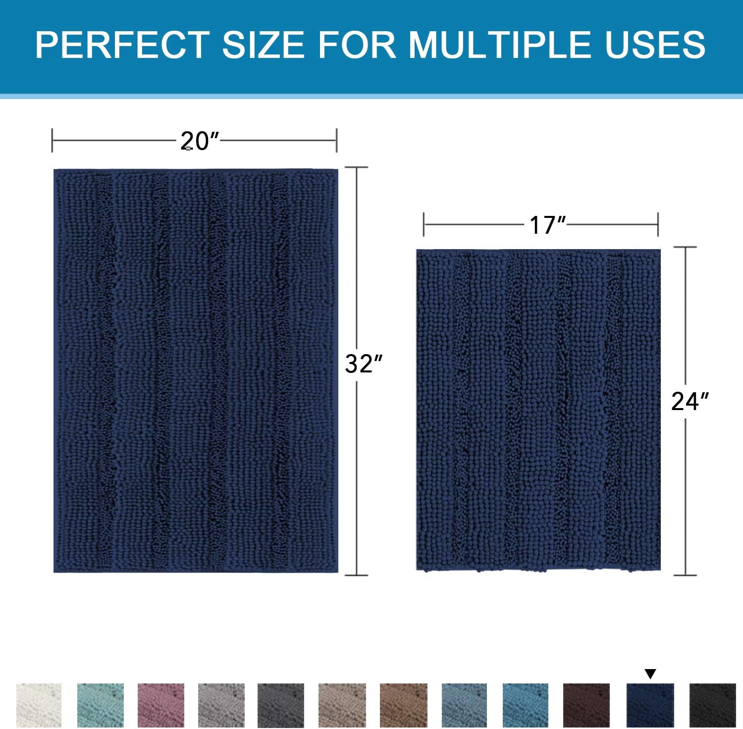 Detalle 2 de H.VERSAILTEX Navy Blue Bath Rug Set 20" x 32"