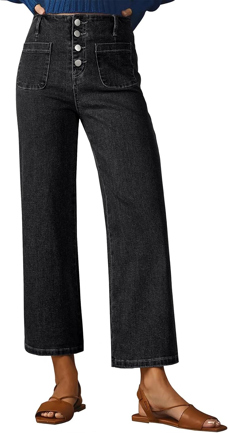 Detalle 2 de Sidefeel Women's Wide Leg Jeans High Waisted with Front Pockets