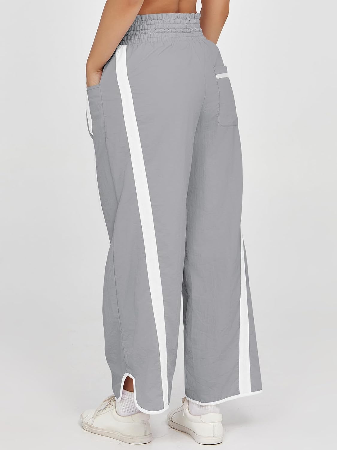 Thumbnail 5 de Fisoew Women's Baggy Wide Leg Pants with Drawstring Elastic Waist and Contrast Color Accents