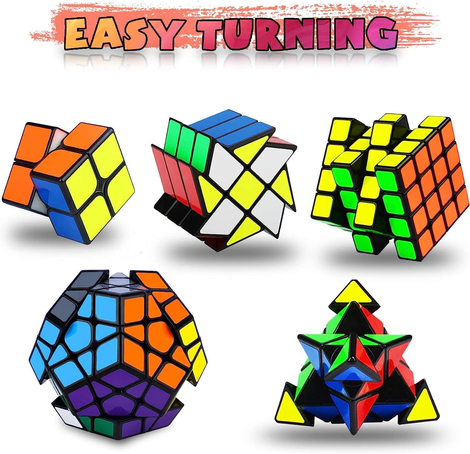 Thumbnail 1 de Coolzon Set di 5 cubi magici: 2x2, 4x4, Fenghuolun, Pyraminx e Megaminx