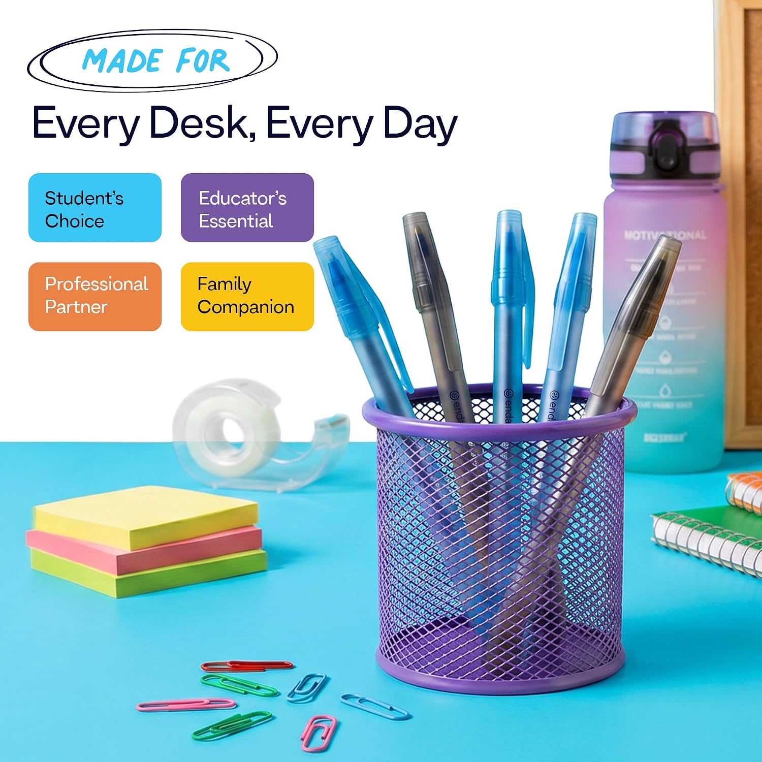 Detalle de Enday 8183 Ballpoint Pens, 240 Pack, Black and Blue, 1.0 mm Medium Point