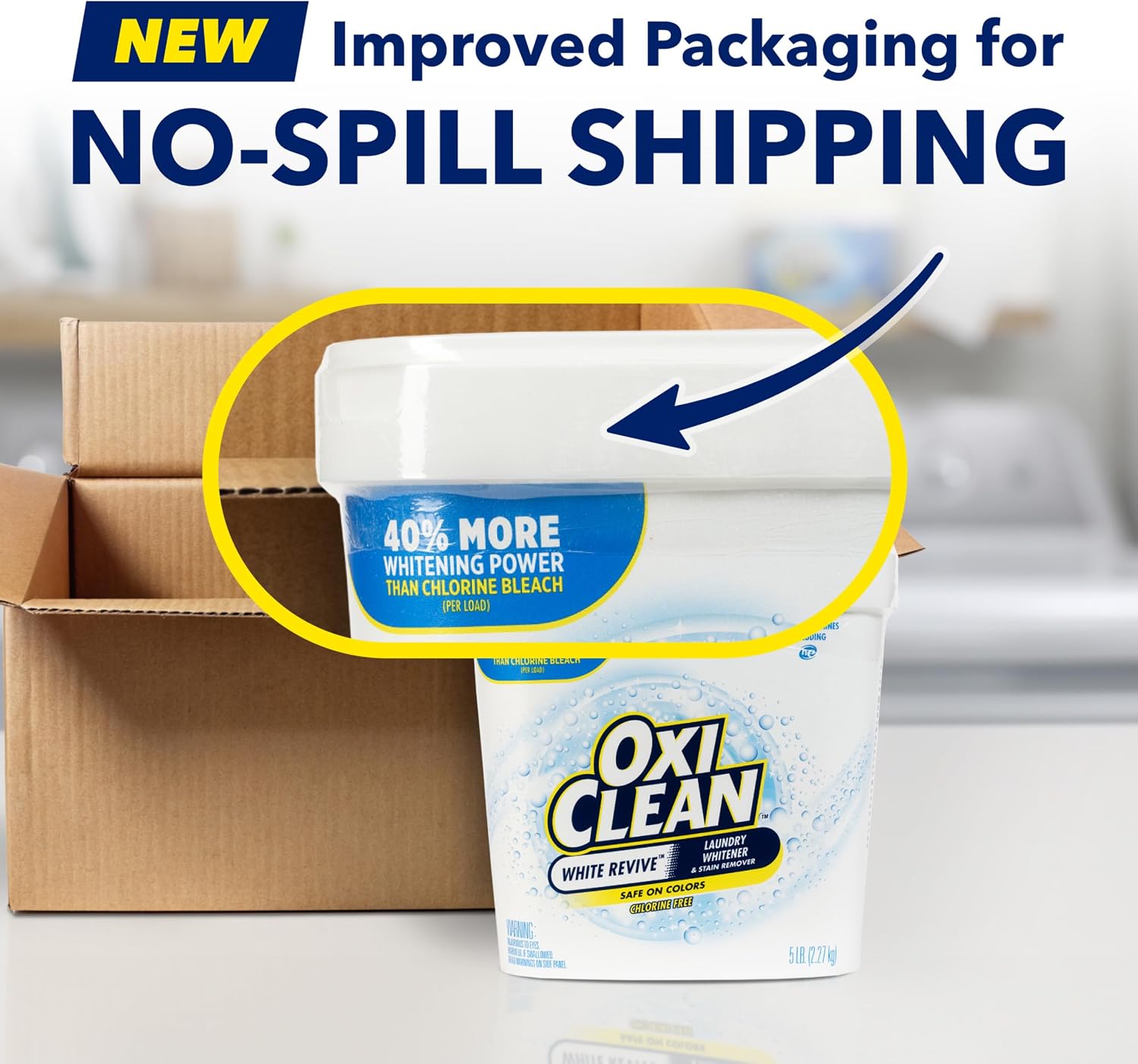 Detalle de OxiClean White Revive Laundry Whitener and Stain Remover Powder (5 lb) – Chlorine-Free Whitening and Stain Removal