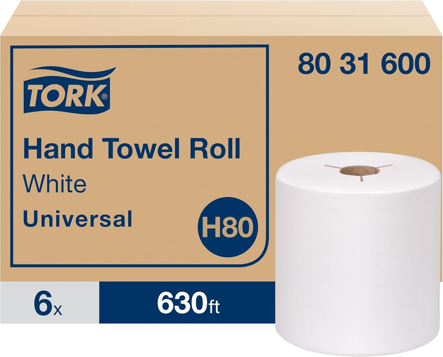 Detalle 2 de Tork Hand Towel Roll White H80 (8031600) — 6 Rolls of 100% Recycled Fiber, Universal