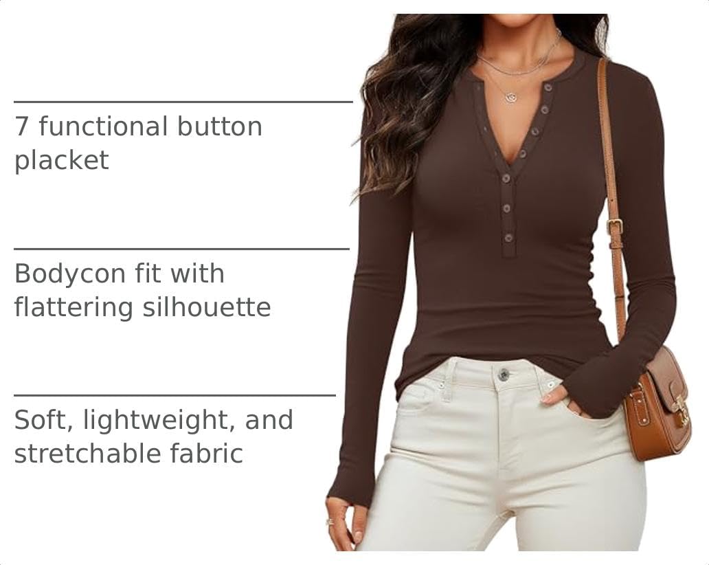Detalle 2 de Prettywear Long-Sleeve Henley Shirt in Rib Knit