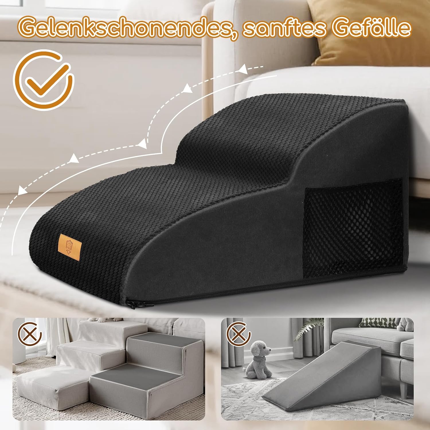 Detalle 2 de Thihome Hundetreppe 2 Stufen für Kleine Hunde 55 x 40 x 30 cm