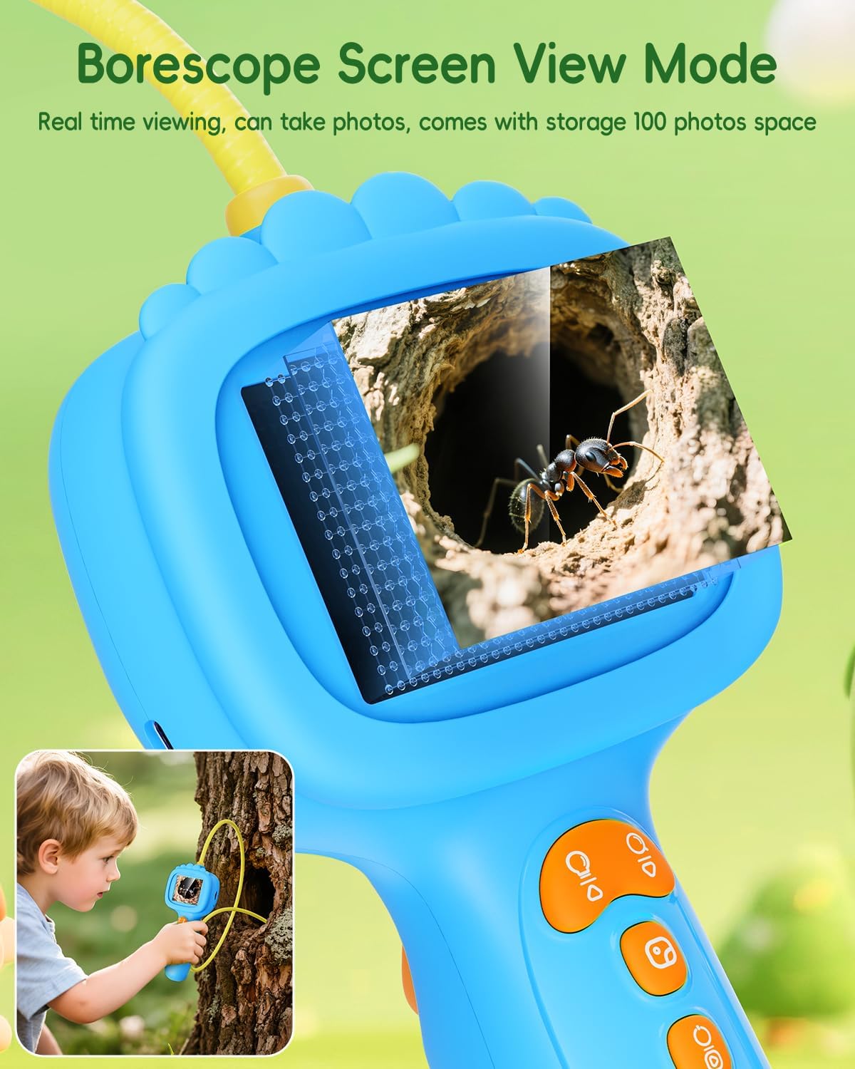 Detalle de Endoscope for Kids: 2.4-Inch Lightsnake Camera for Outdoor Exploration (Blue)