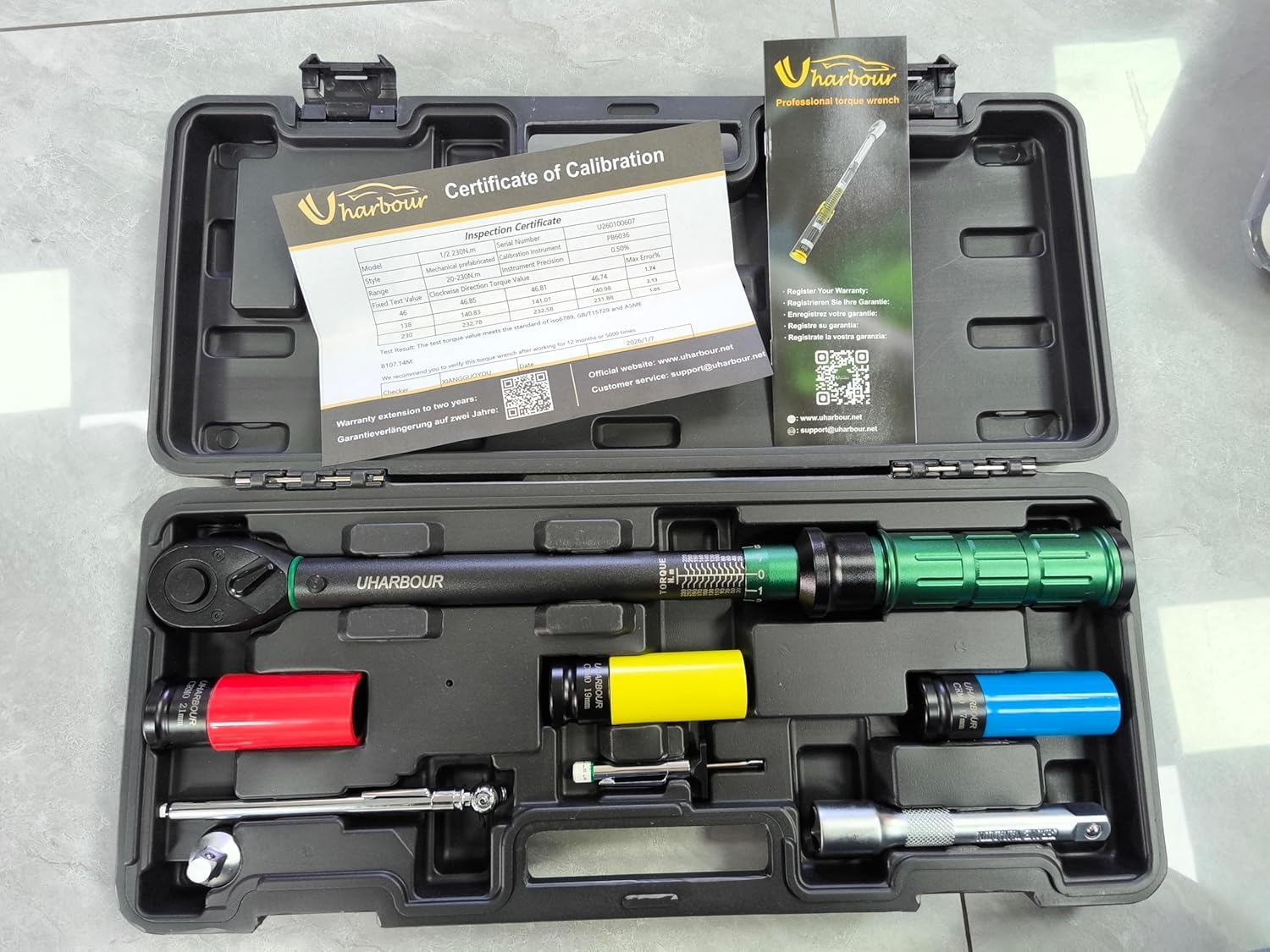 Detalle 2 de Uharbour TW038 momentnyckelset 1/2 tum, 20–230 Nm, 8 delar