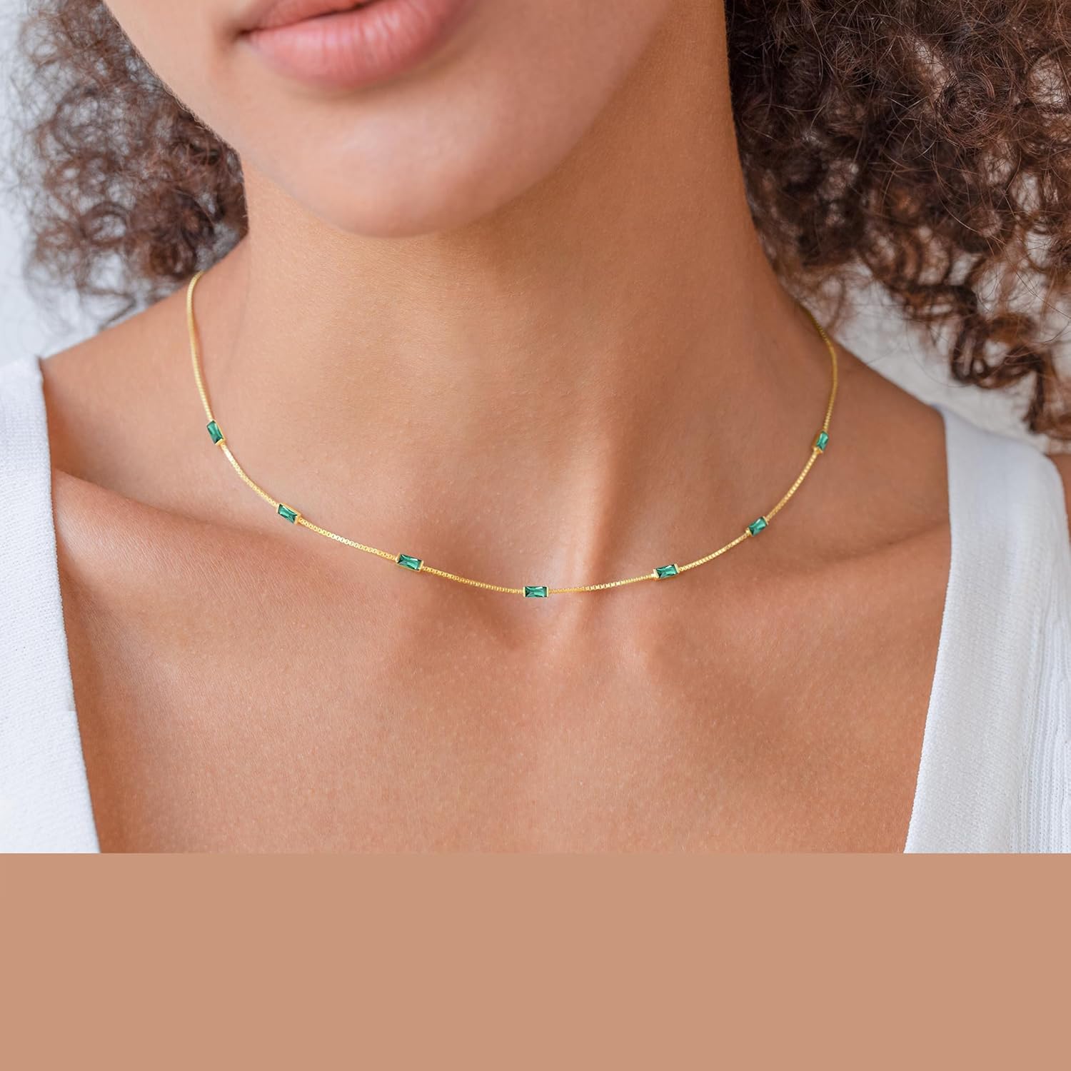Thumbnail 2 de LOUISA SECRET Collier femme 925 argent sterling et finitions plaqué or avec 12 pierres multicolores