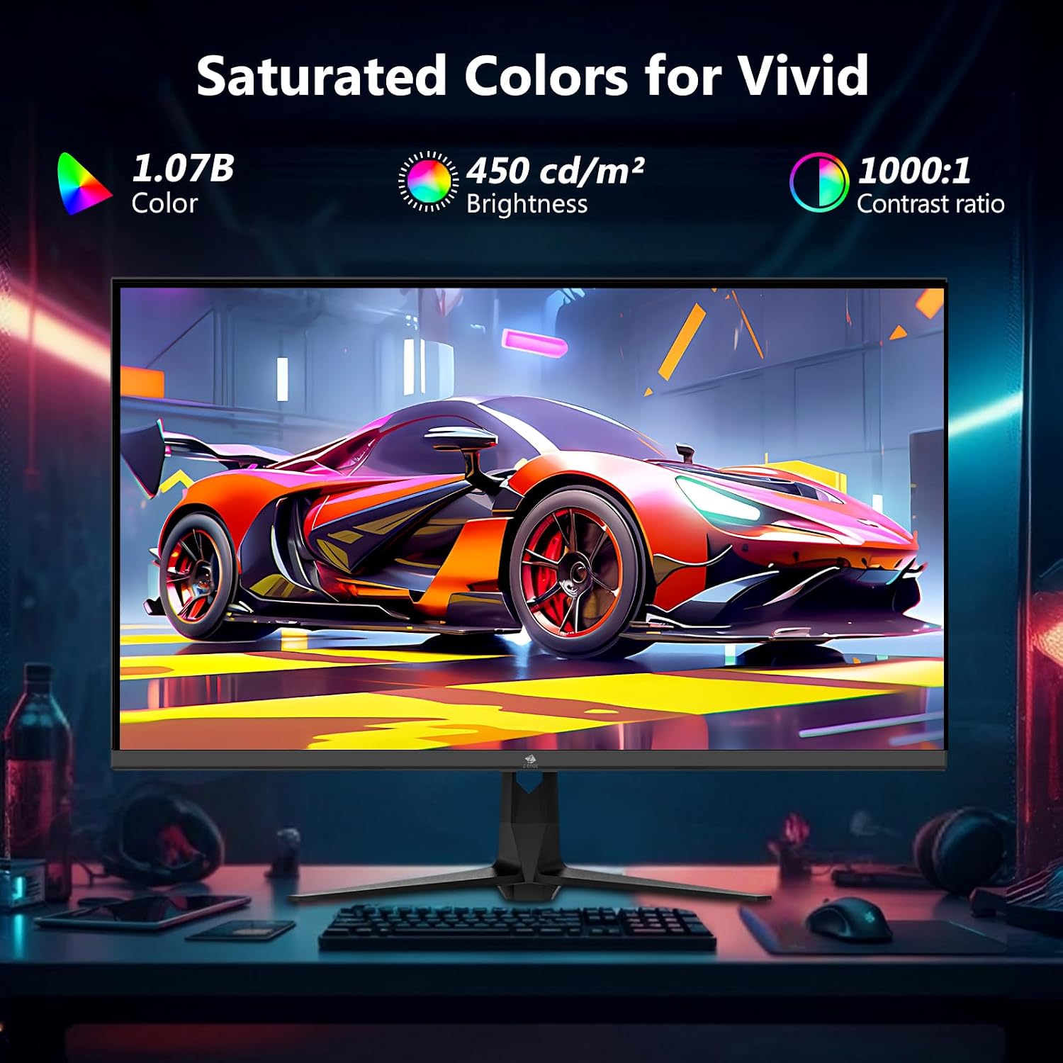 Thumbnail 3 de Z-Edge 27" 4K Gaming-Monitor mit 160 Hz, 1 ms, IPS und HDR10 (HDMI 2.1, DisplayPort 1.4) – Schwarz