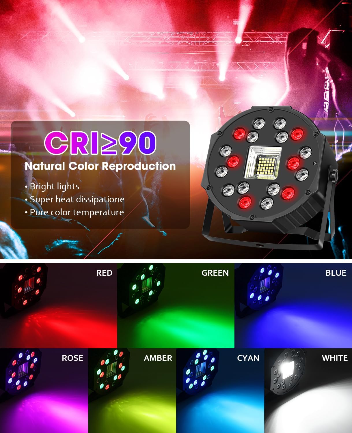 Thumbnail 1 de MOSFiATA LED Stage Light: RGB Strobe, 7 Modes, DMX Control, 2-Pack