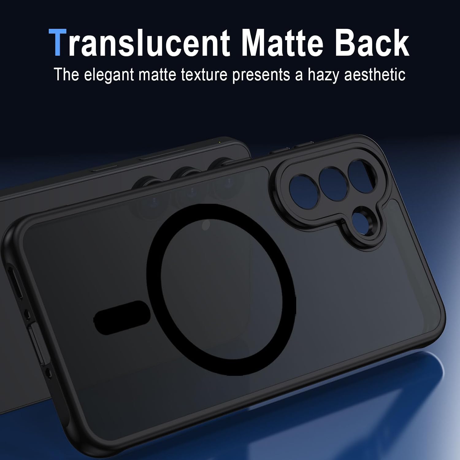 Detalle 2 de Coque magnétique XTCASE pour Samsung Galaxy A37 compatible MagSafe (noir) – dos translucide mat, bumper TPU anti-chocs