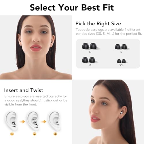 Thumbnail 6 de 2026 Bouchon d'oreille pour dormir Taopodo – réduction jusqu'à 45 dB, silicone réutilisable et lavable