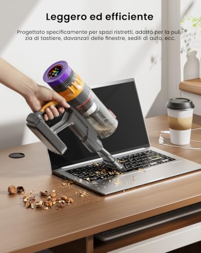 Detalle de Lefant V1: Aspirapolvere Senza Fili con Filtrazione a 5 Stadi e LED Touch