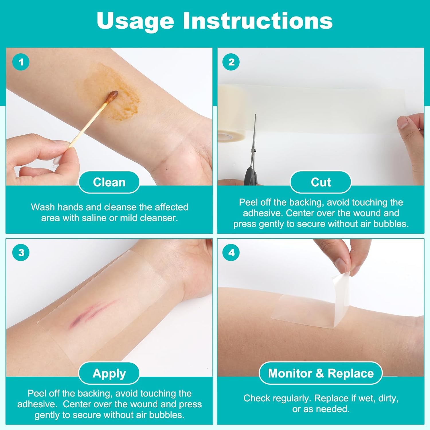 Thumbnail 6 de TINBOTO TIN-WHC-FT Hydrocolloid Wound Care Roll, 2IN x 4.8FT