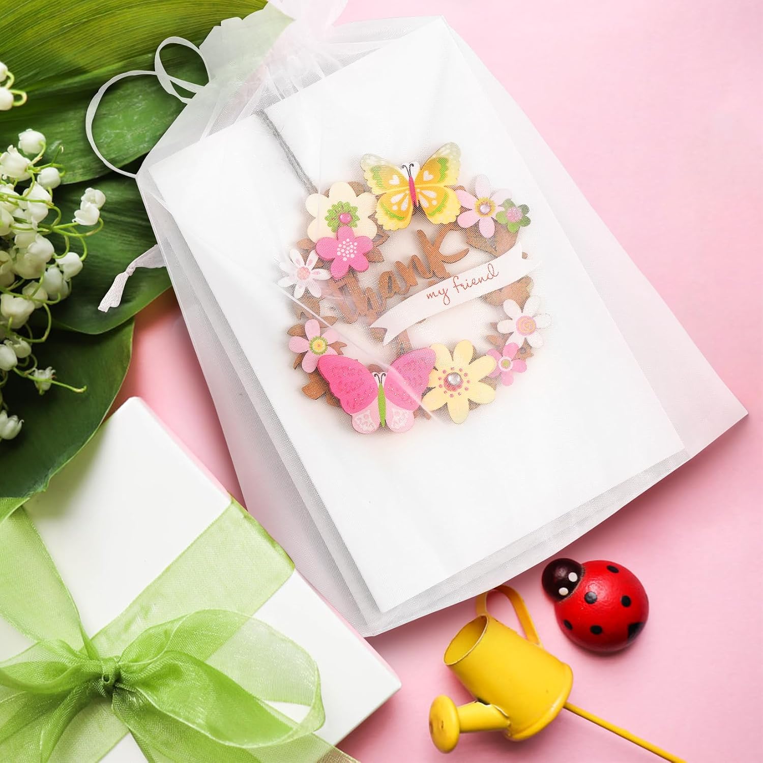 Thumbnail 3 de ANZNKU 50Pcs Organza Bags 6x9 Large White Gift Bags for Candy, Jewelry, and Party Favors