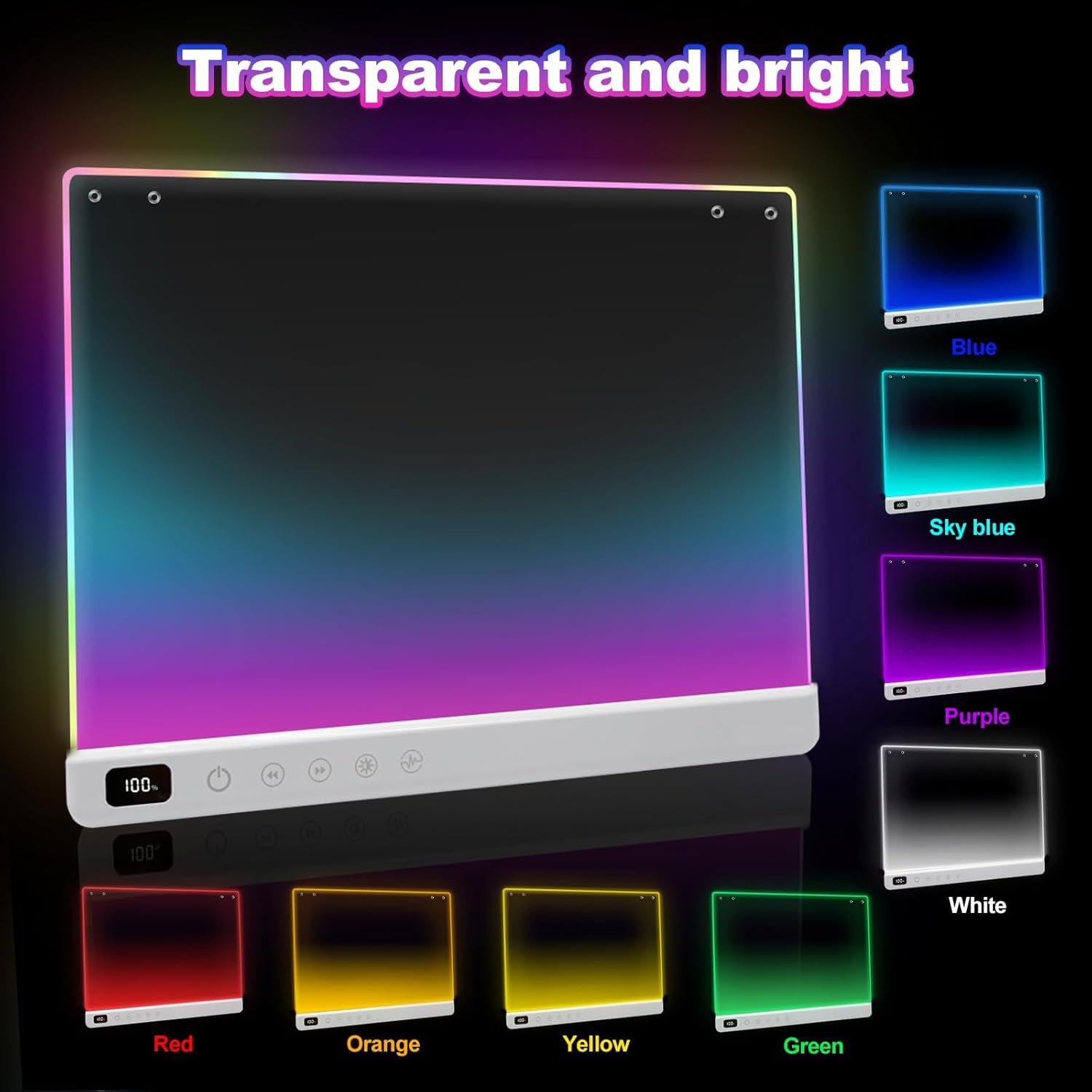Thumbnail 4 de LED Drawing Board for Children with 13 Light Effects – 35×25cm Neon Light Up Tablet