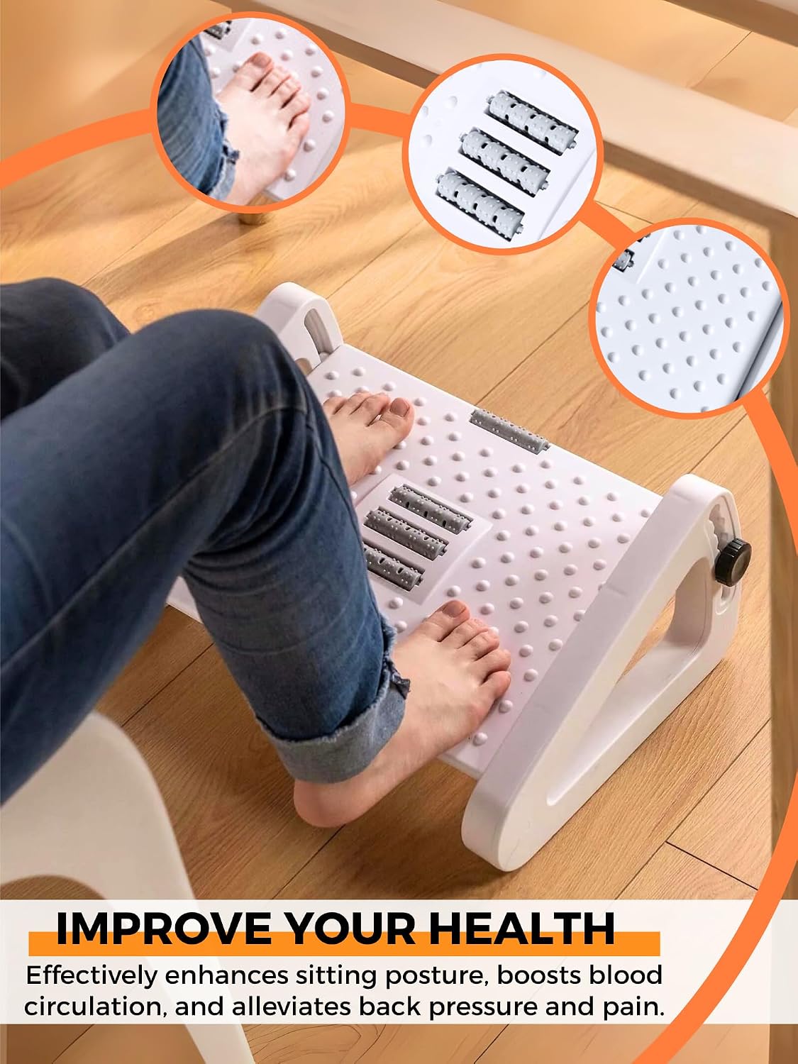 Detalle 1 de MAGIC SELECT R6210 ergonomische voetensteun, 6 hoogtes en massagefunctie