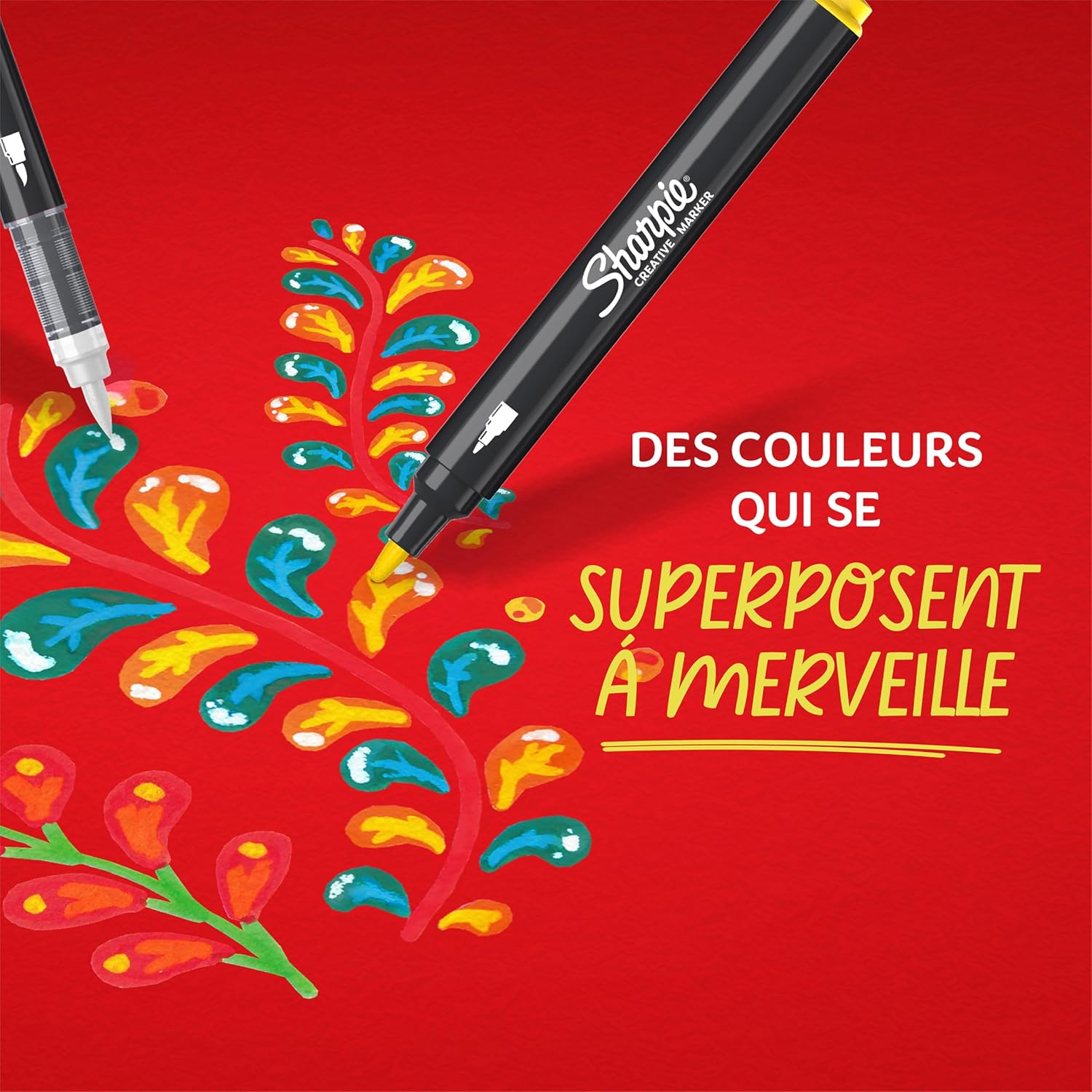 Thumbnail 6 de Sharpie Marqueurs Créatifs feutres acryliques à pointe pinceau – Blanc, Lot de 6