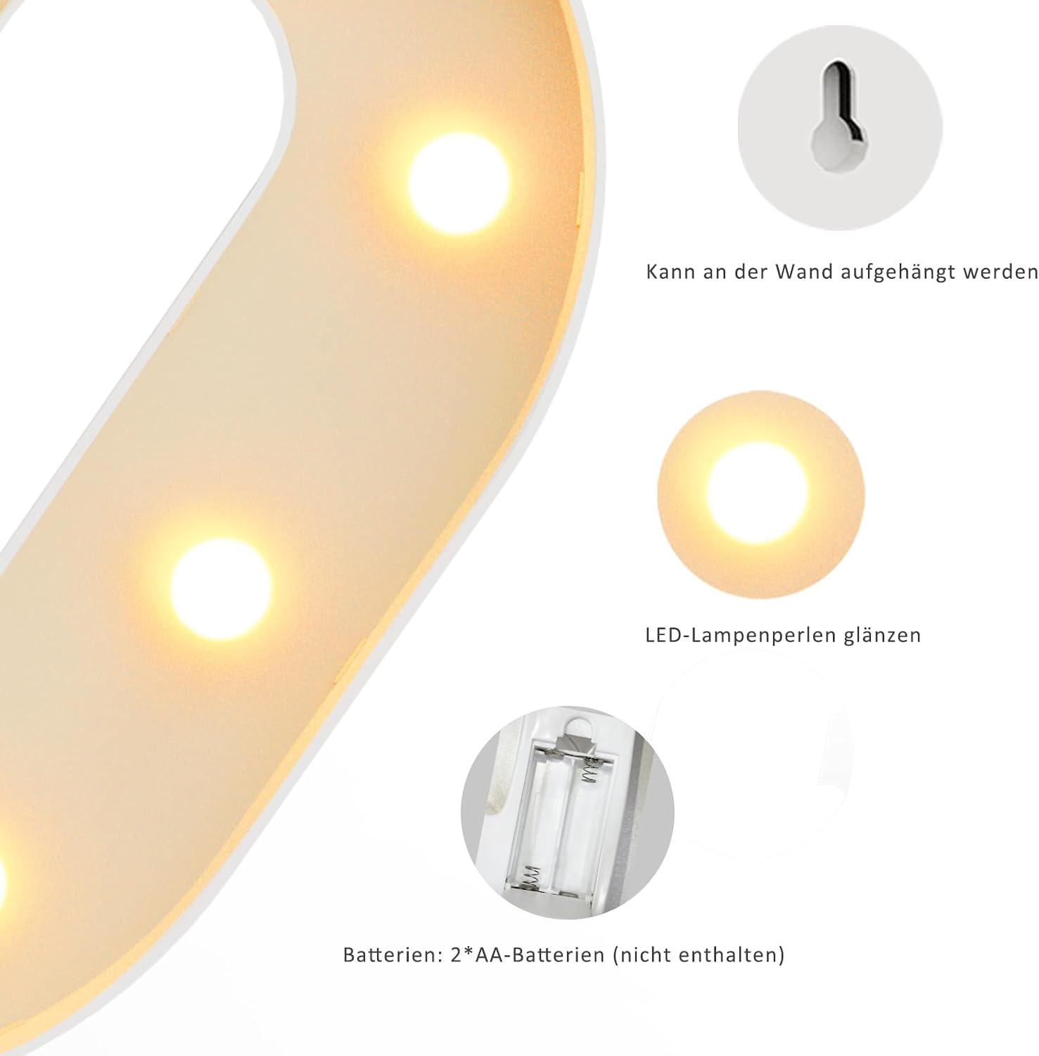 Detalle de LED Zahlen Lampe – beleuchtete Zahlen 0–9 für Happy Birthday, Party- und Hochzeitsdeko