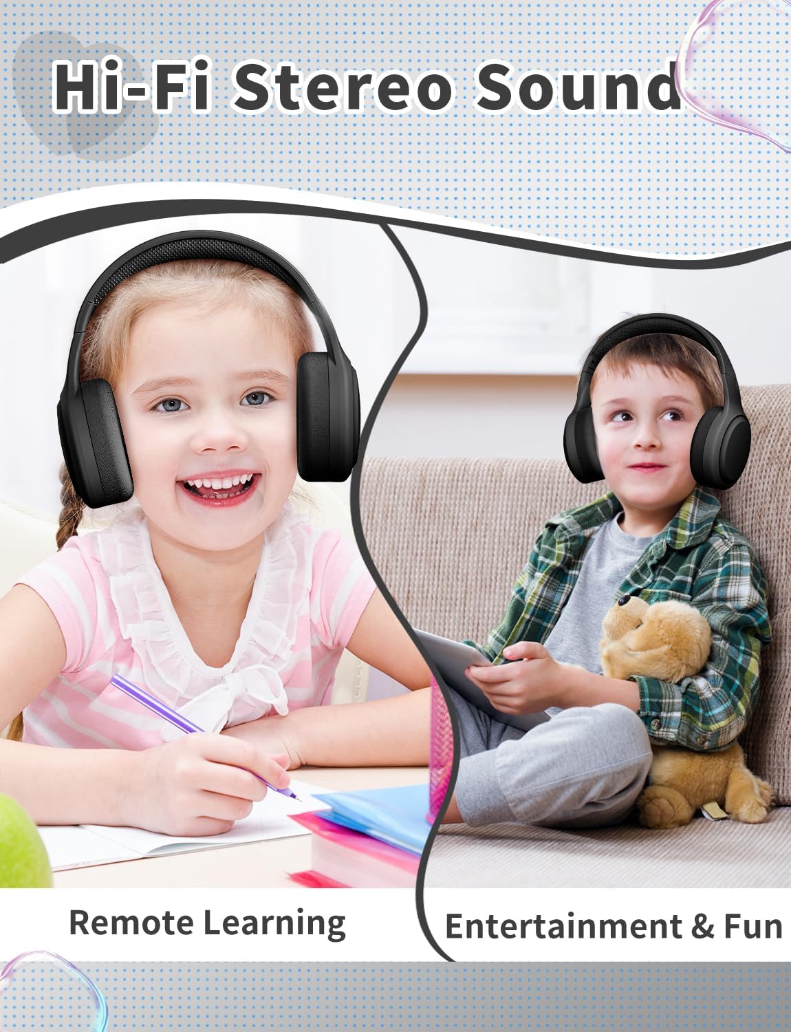 Thumbnail 4 de Xunpuls Kinder-Bluetooth-Kopfhörer (faltbar) mit Stereo-Sound & Mikrofon, bis zu 10 Std. Spielzeit, Bluetooth 5.3