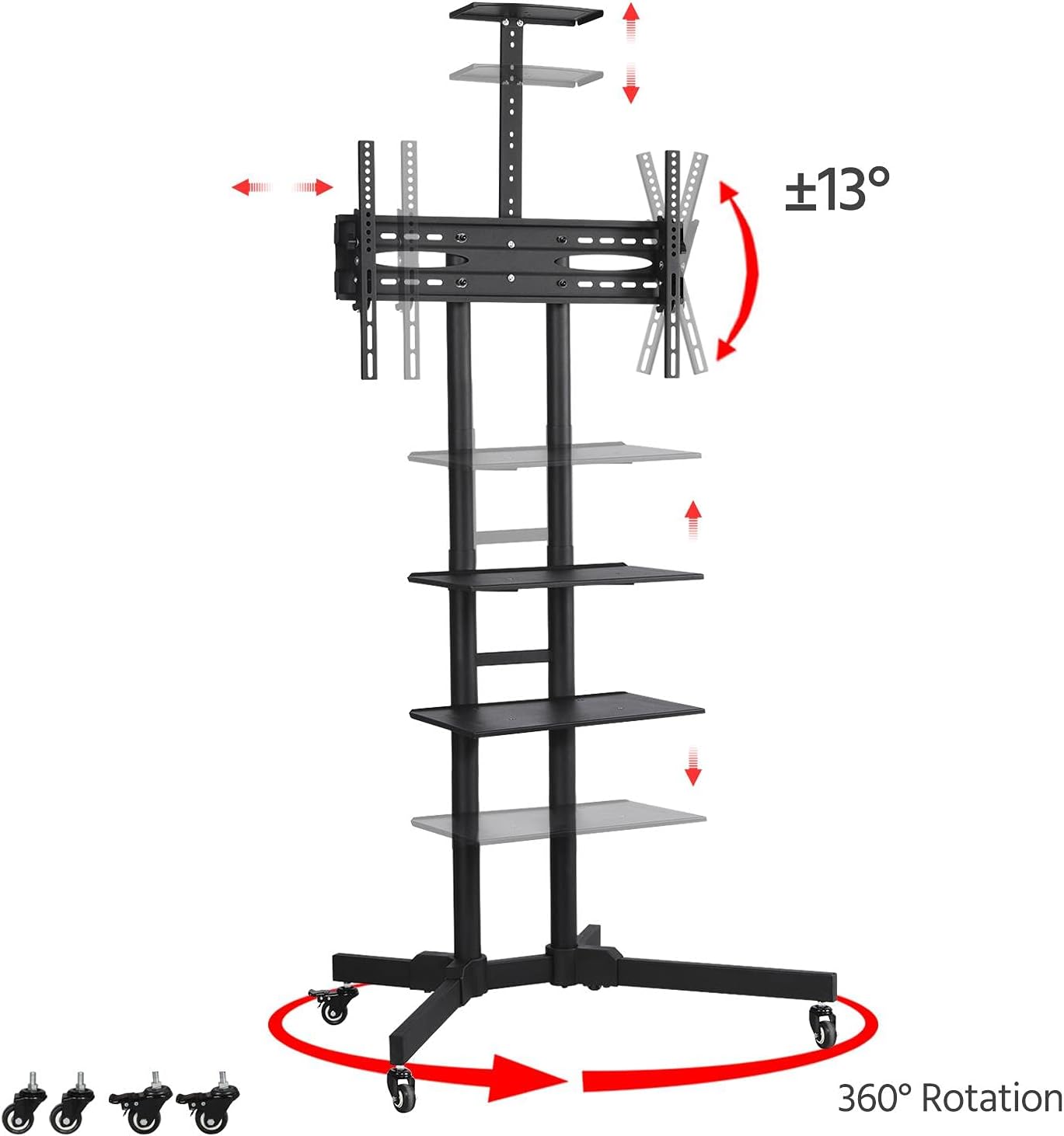Thumbnail 6 de Yaheetech Soporte TV Pie Ruedas 110-160 cm