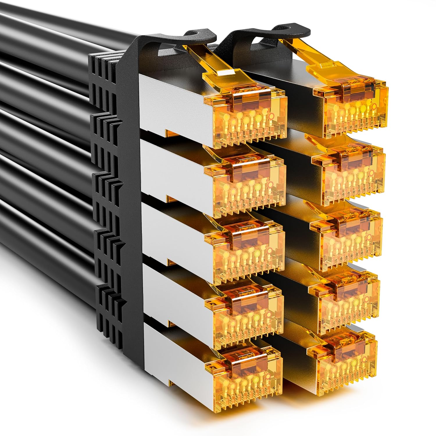 Detalle de iwillink 10x CAT 7 Patchkabel 0,5 m (S/FTP, 10 Gbps) – Schwarz