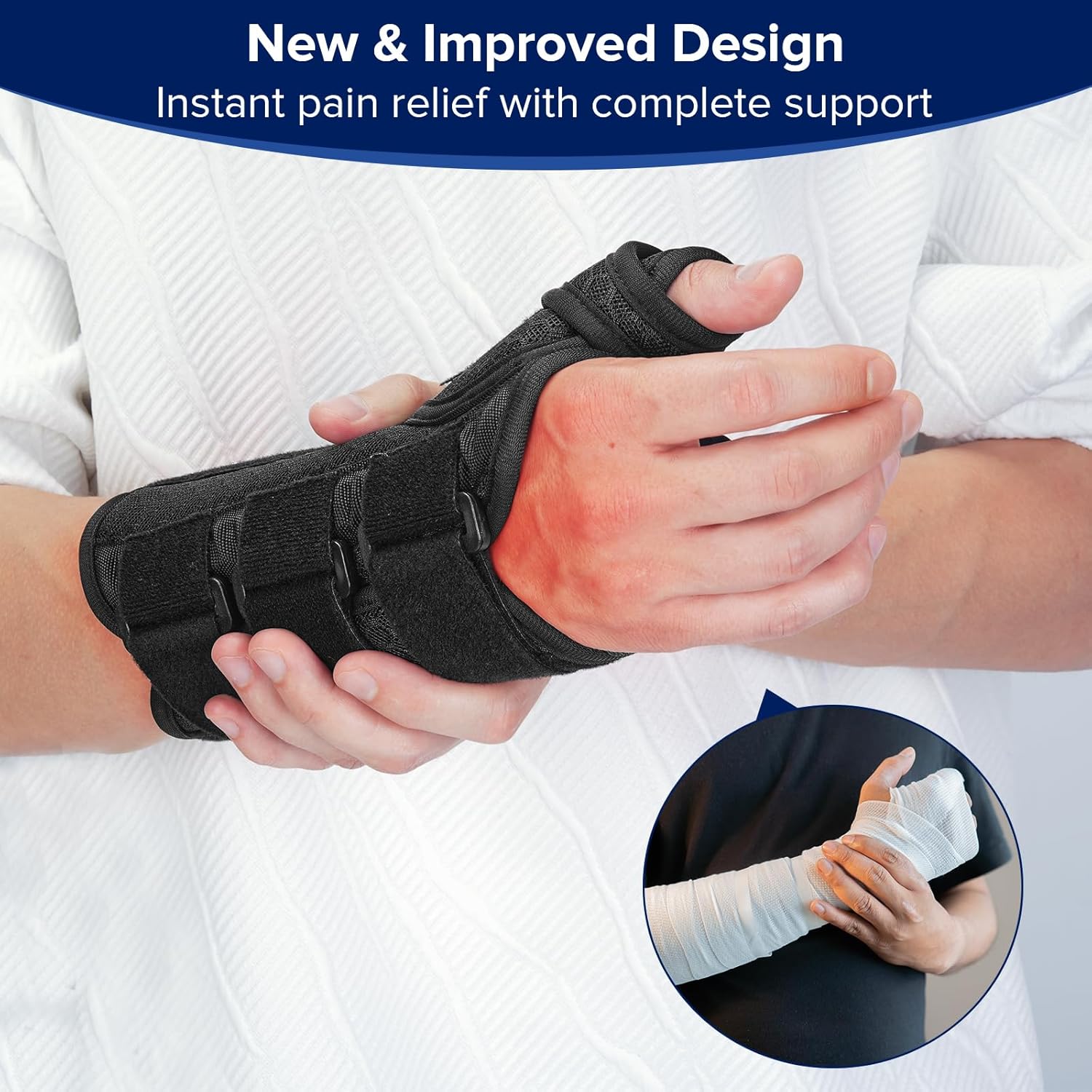 Detalle 2 de Lalent Wrist Support Brace with Metal Splint Thumb Support (Left Hand, L/XL) for Carpal Tunnel and Tendonitis