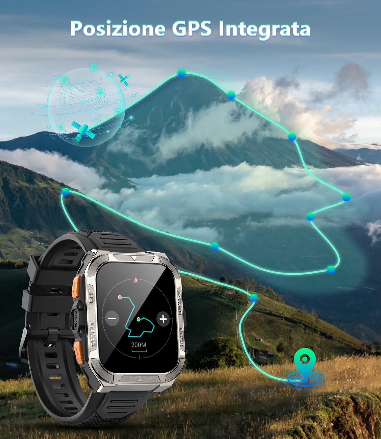 Thumbnail 5 de IOWODO Smartwatch Uomo 1,91": GPS, Bussola, Chiamate Bluetooth e 100 Modalità Sportive