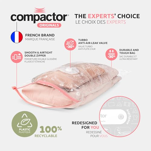 Detalle de Compactor Lot de 5 Sacs de Rangement Sous Vide M (90 x 55 cm) – gain d’espace et simplicité