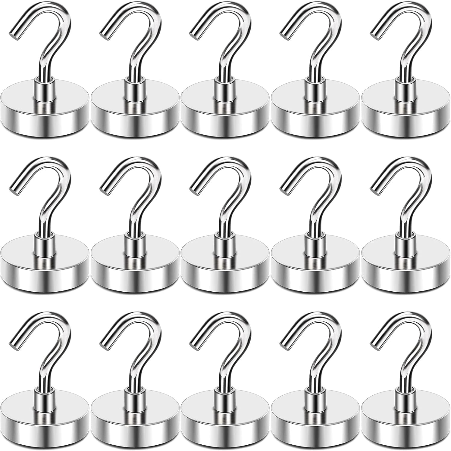 Detalle de MIKEDE 15-Piece Magnetic Hooks, Silver Alloy Steel, Rust-Resistant