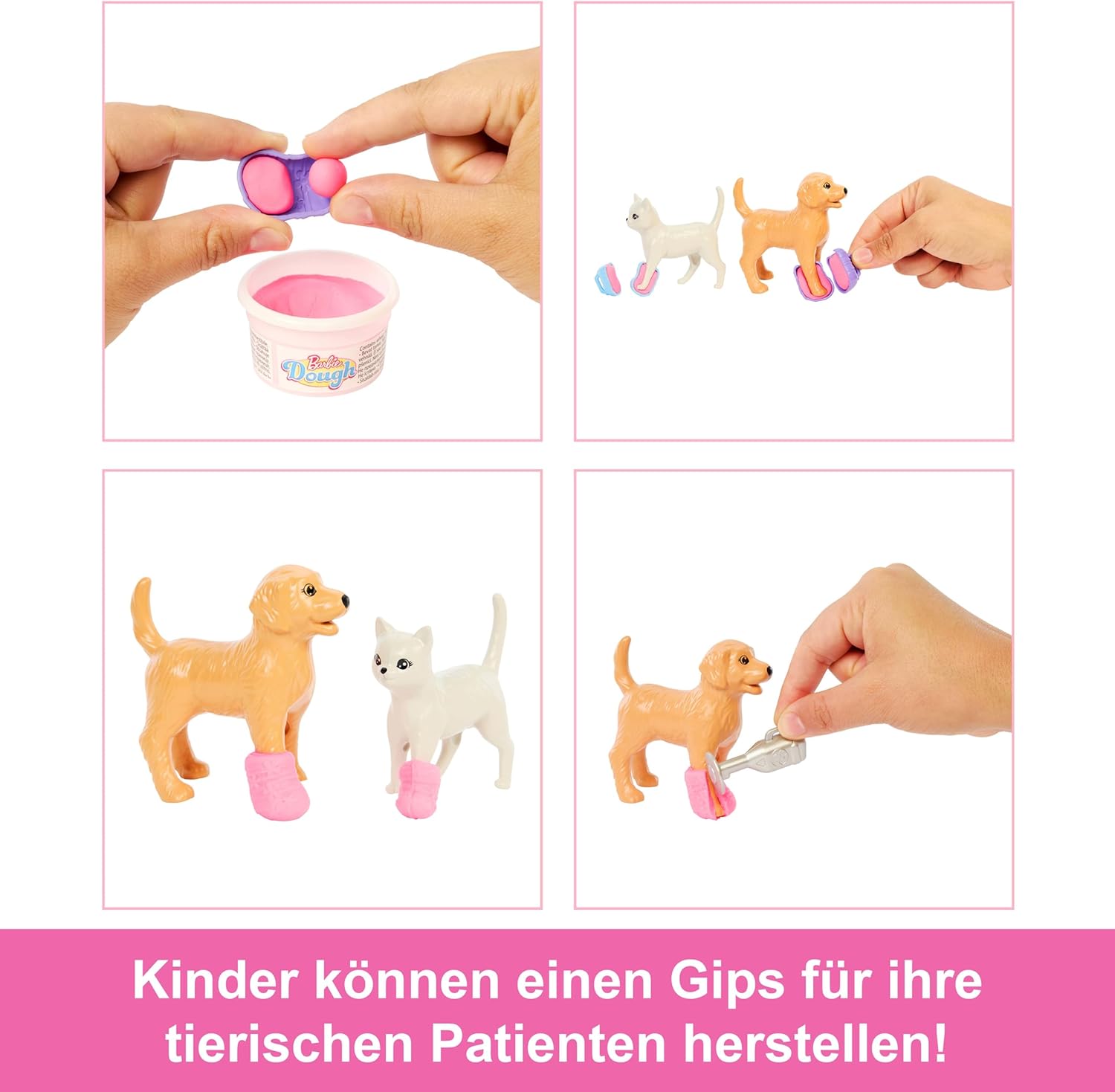 Detalle de Barbie Gute Besserung Tierkrankenstation – Spielset mit rosafarbenen Haaren, Tierarzt-Möbeln und über 10 Zubehörteilen (JFX93)