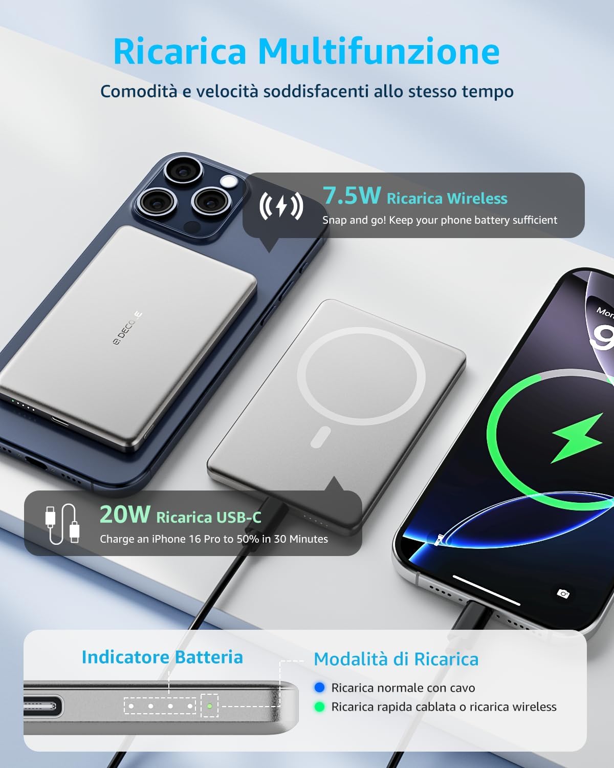 Detalle 2 de decqle Air powerbank MagSafe 5000 mAh