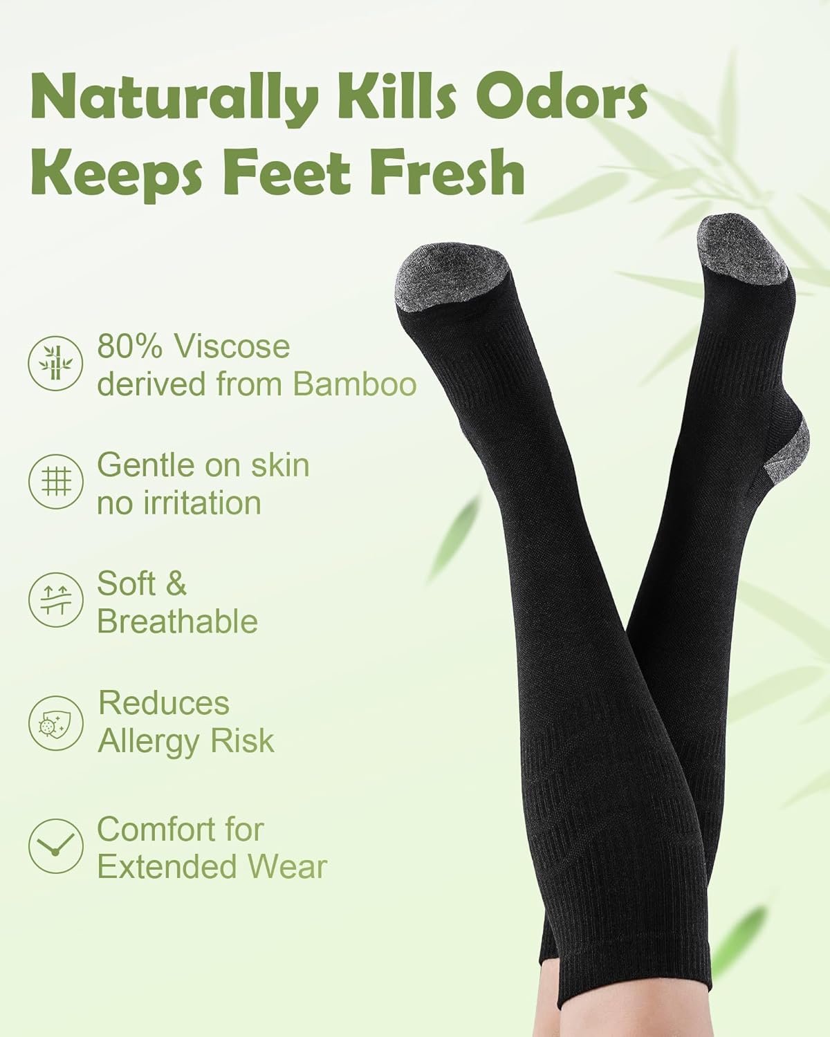 Thumbnail 1 de SukModen Bamboo Compression Socks for Women & Men – 2 Pairs, 15–20mmHg Knee-High Support