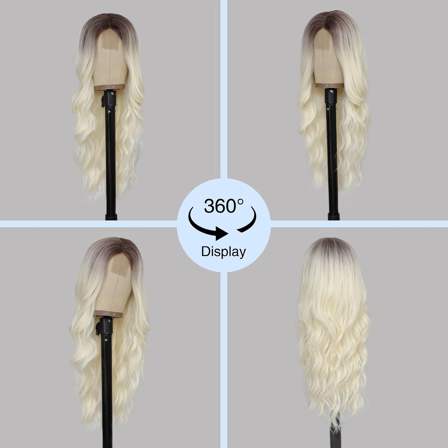 Thumbnail 6 de NAYOO 229236 26-Inch Long Wavy Blonde Wig with Dark Roots
