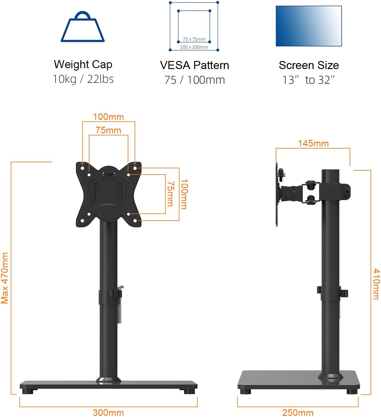 Detalle 2 de GRIFEMA GB1005-1: Supporto TV da tavolo per 13–32" con rotazione e altezza regolabile