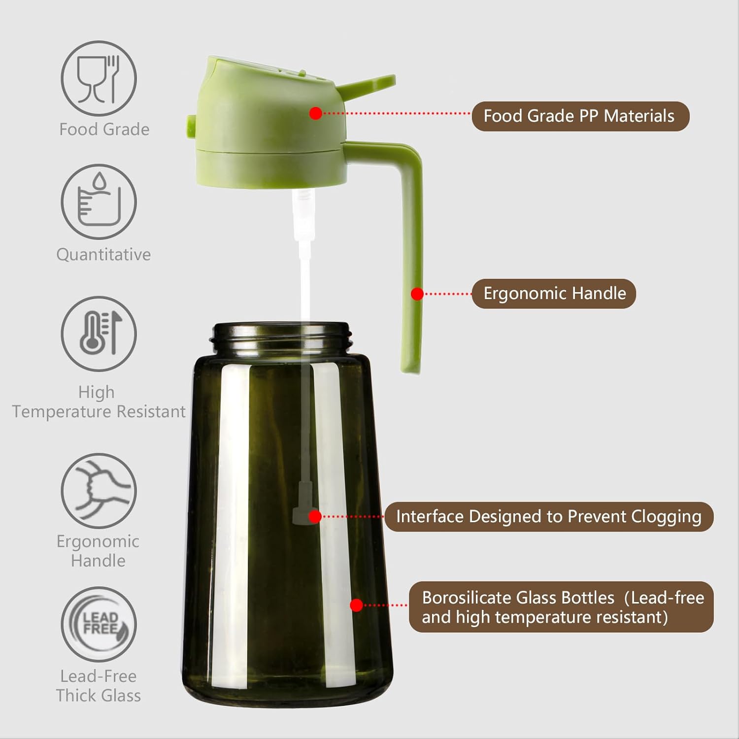 Thumbnail 4 de SWEET VIEW 2-Pcs Olive Oil Dispenser and Sprayer – 16oz Glass Light-Proof Pour Bottle