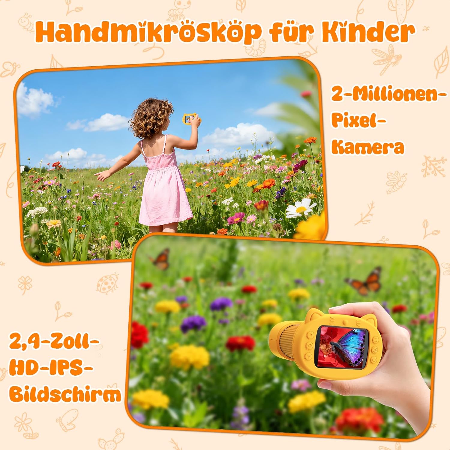 Thumbnail 1 de Yidoroye Kinder-Mikroskop mit 1000-facher Vergrößerung und 2,4" HD-Bildschirm