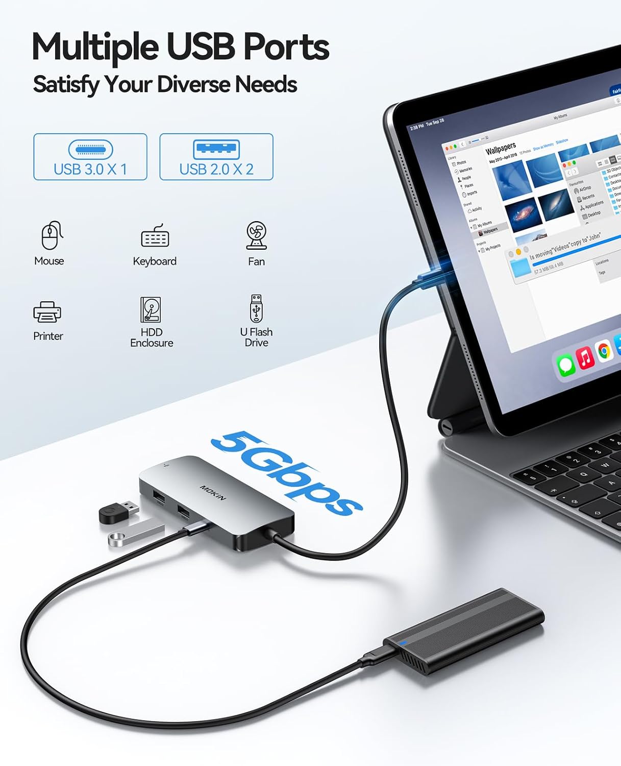 Thumbnail 5 de MOKiN Laptop Docking Station 7-in-1 for Dual HDMI