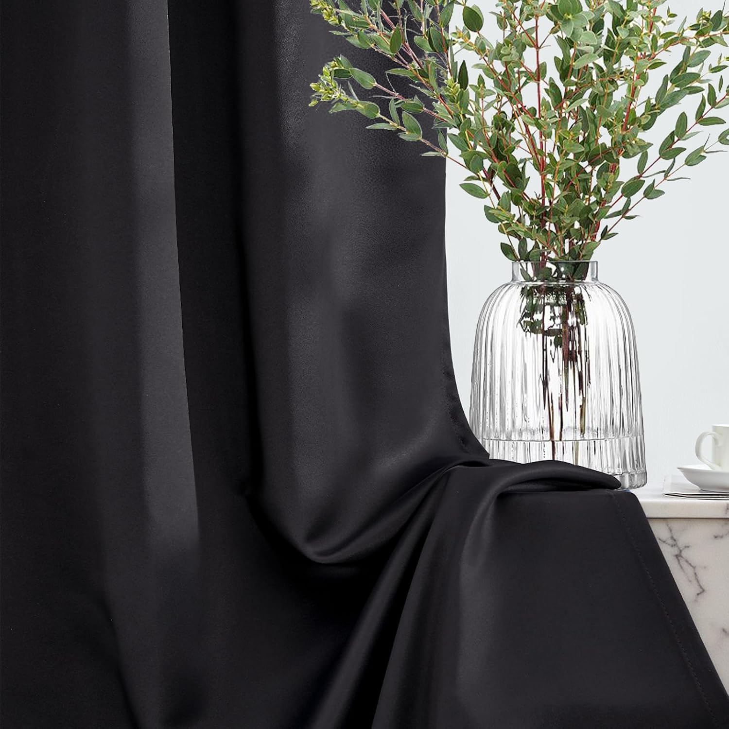 Thumbnail 6 de TOPICK Blackout Thermal Curtains 90x90 — Pencil Pleat, 2 Panels, Black