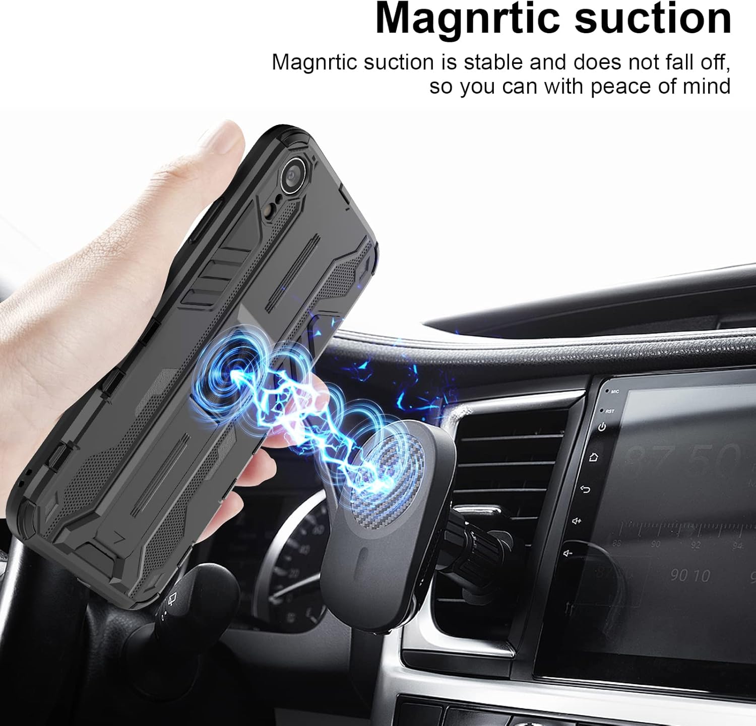 Thumbnail 2 de Btstring Hülle für iPhone XR mit Schutzfolie, Military-Standard Case & Standfunktion (schwarz)